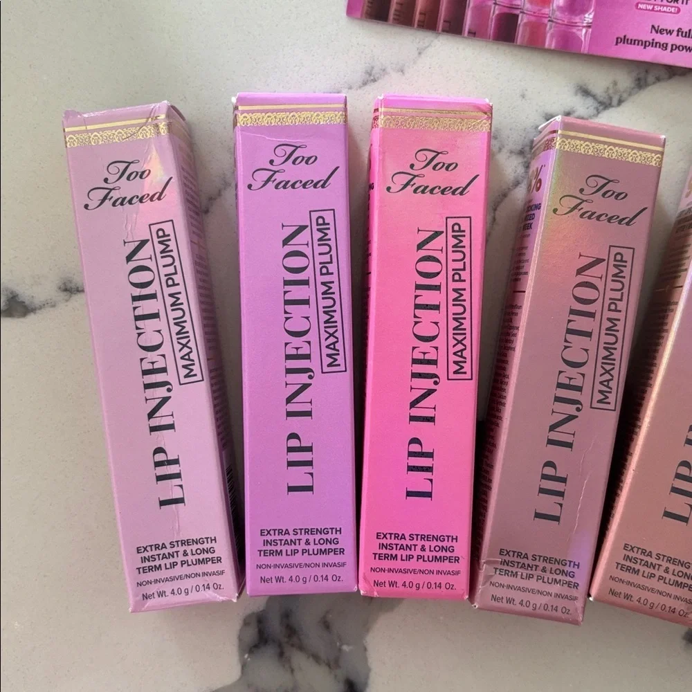 8 x Too Faced Lip Injection Maximum Plump Collection - Pink and Purple Hues